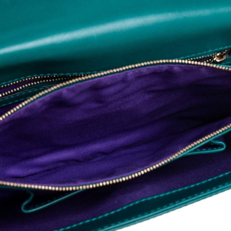 Pre Owned Bvlgari Emerald Green Leather Medium Serpenti Forever Shoulder Bag