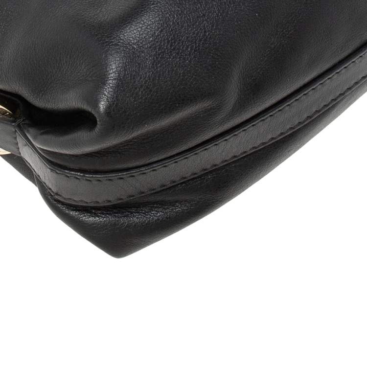 Pre Owned Bvlgari Black Leather Flap Shoulder Bag