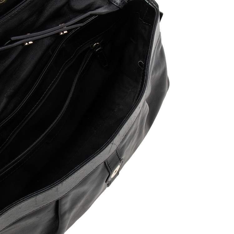 Pre Owned Bvlgari Black Leather Flap Shoulder Bag