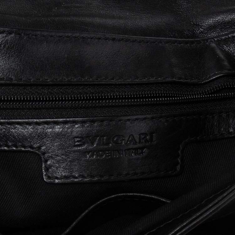 Pre Owned Bvlgari Black Leather Flap Shoulder Bag