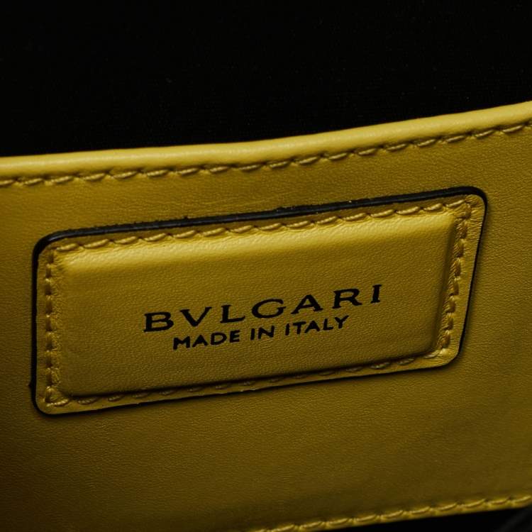 Pre Owned Bvlgari Yellow Leather Serpenti Forever Flap Top Handle Bag