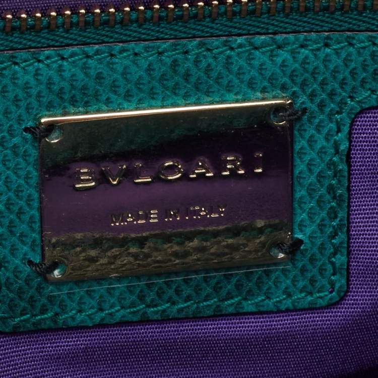 Pre Owned Bvlgari Green/Black Karung Medium Serpenti Forever Shoulder Bag