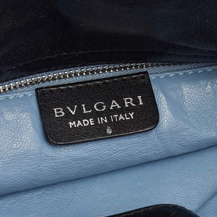 مملوكة مسبقًا Bvlgari Black Pleated Leather Chain Shoulder Bag