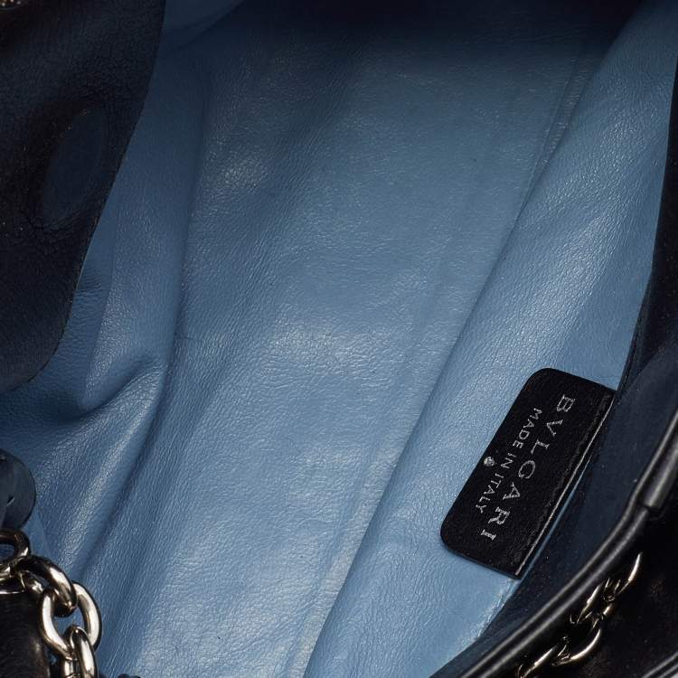 مملوكة مسبقًا Bvlgari Black Pleated Leather Chain Shoulder Bag
