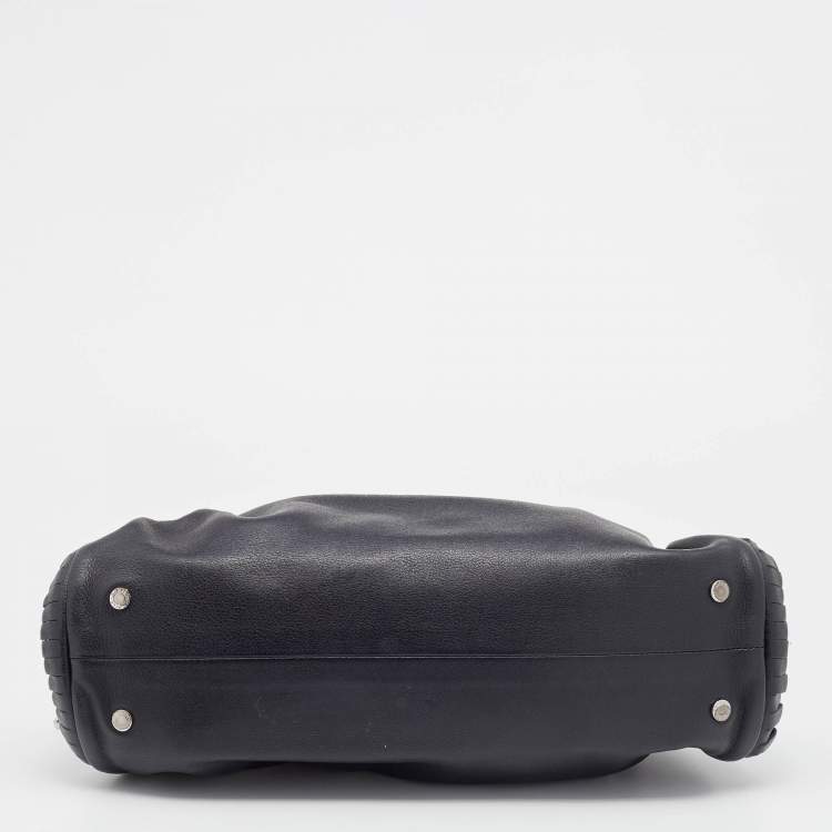 مملوكة مسبقًا Bvlgari Black Pleated Leather Chain Shoulder Bag