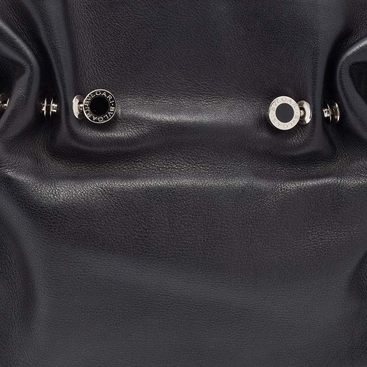 مملوكة مسبقًا Bvlgari Black Pleated Leather Chain Shoulder Bag