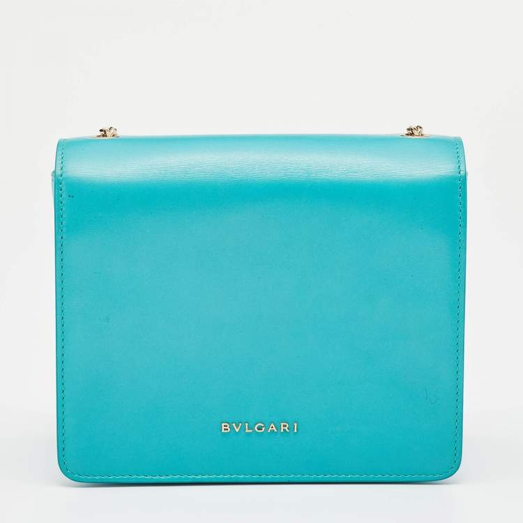Pre Owned Bvlgari Turquoise Leather Crossbody Bag