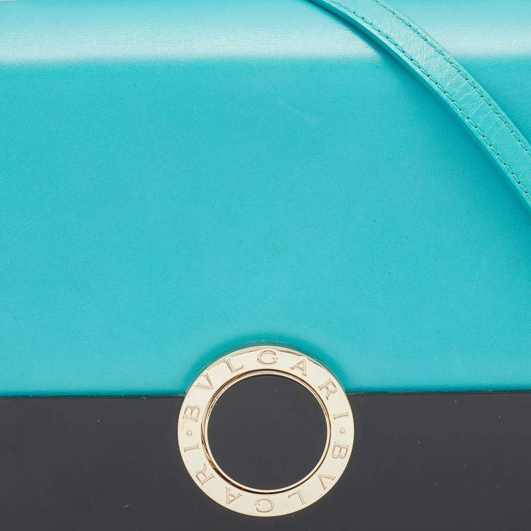 Pre Owned Bvlgari Turquoise Leather Crossbody Bag
