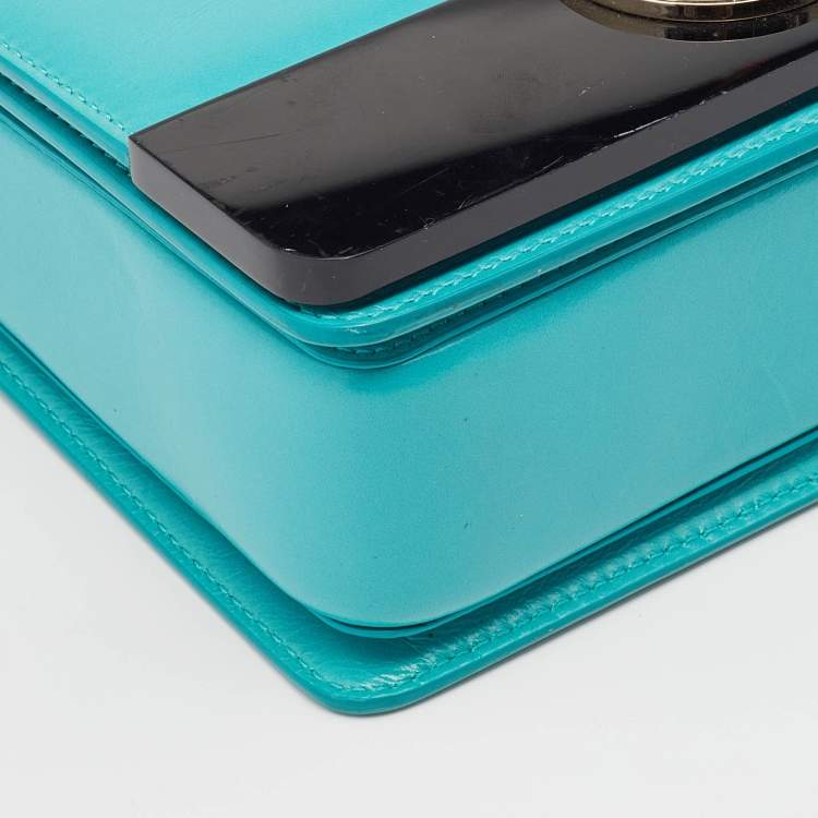 Pre Owned Bvlgari Turquoise Leather Crossbody Bag