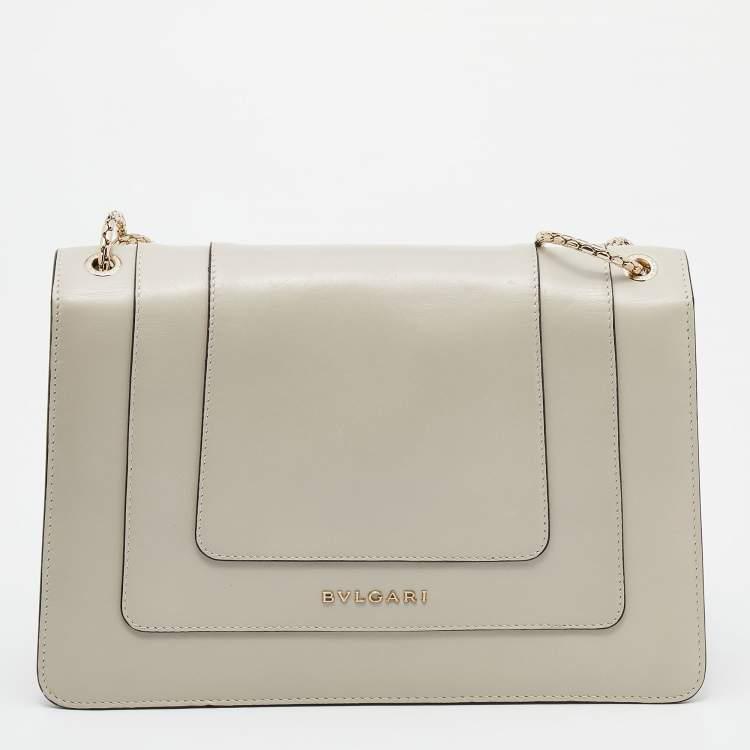 Pre Owned Bvlgari Off-White Leather Medium Serpenti Forever Shoulder Bag