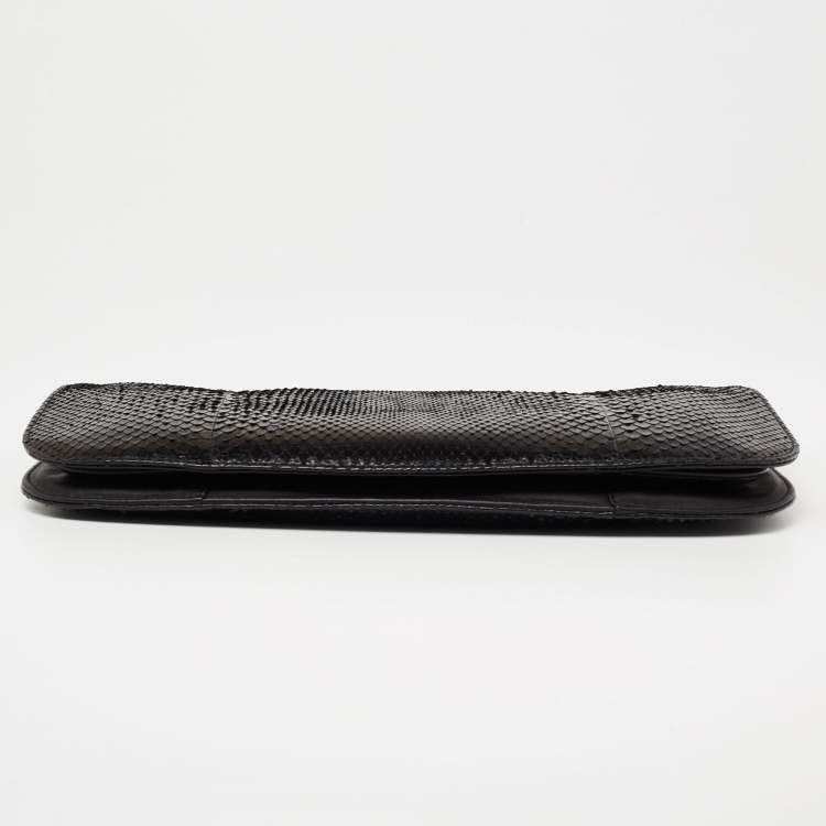 Pre Owned Bvlgari Black Python Leather Lipstick Clutch
