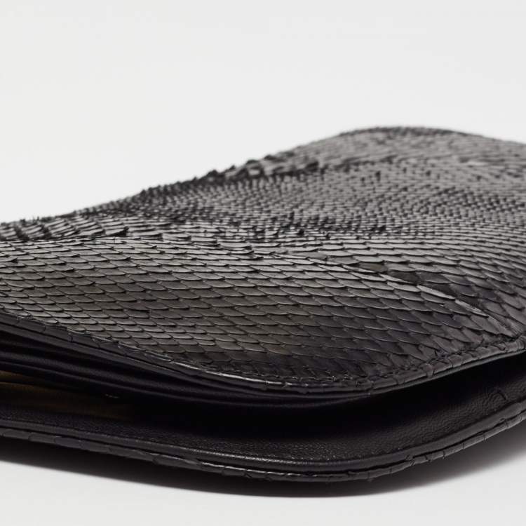 Pre Owned Bvlgari Black Python Leather Lipstick Clutch