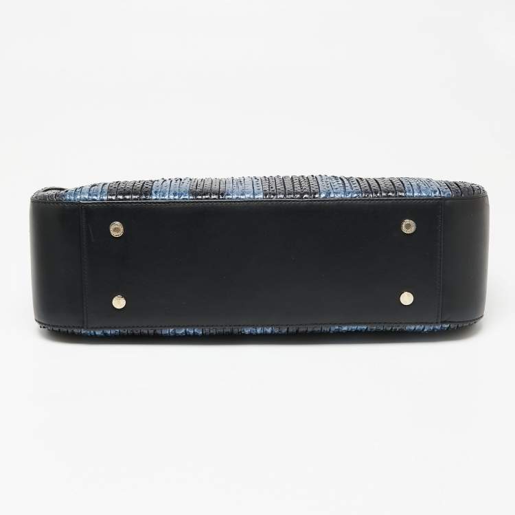 Pre Owned Bvlgari Blue/Black Python And Leather Chain Handle Tote