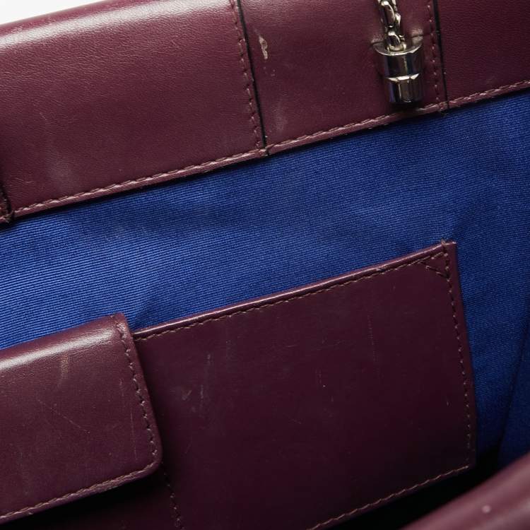 Pre Owned Bvlgari Plum Leather Large Serpenti Forever Flap Tote