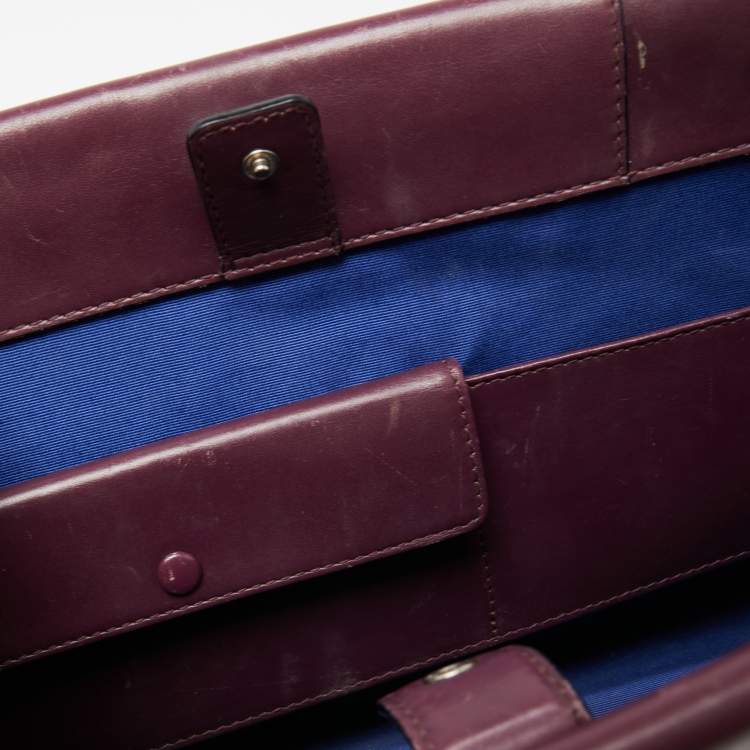 Pre Owned Bvlgari Plum Leather Large Serpenti Forever Flap Tote