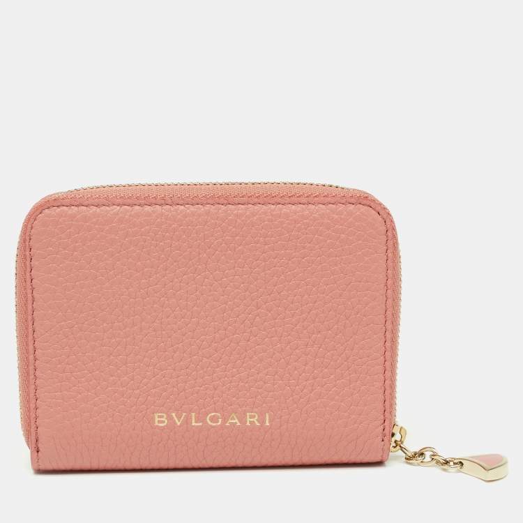 Pre Owned Bvlgari Pink Leather Bvlgari Bvlgari Coin Purse
