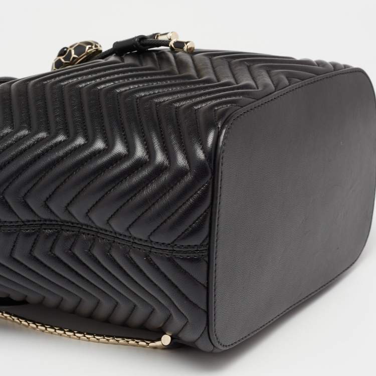 Pre Owned Bvlgari Black Quilted Leather Serpenti Forever Backpack