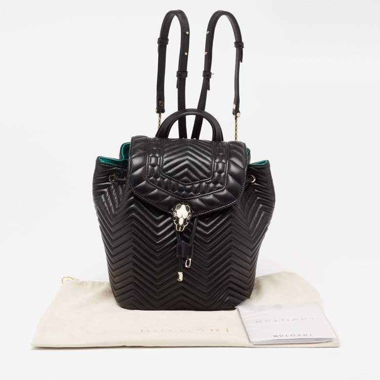 Pre Owned Bvlgari Black Quilted Leather Serpenti Forever Backpack