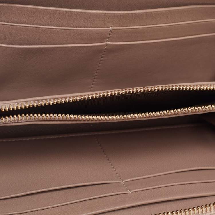Pre Owned Bvlgari Metallic Gold Leather Bvlgari Bvlgari Zip Around Wallet