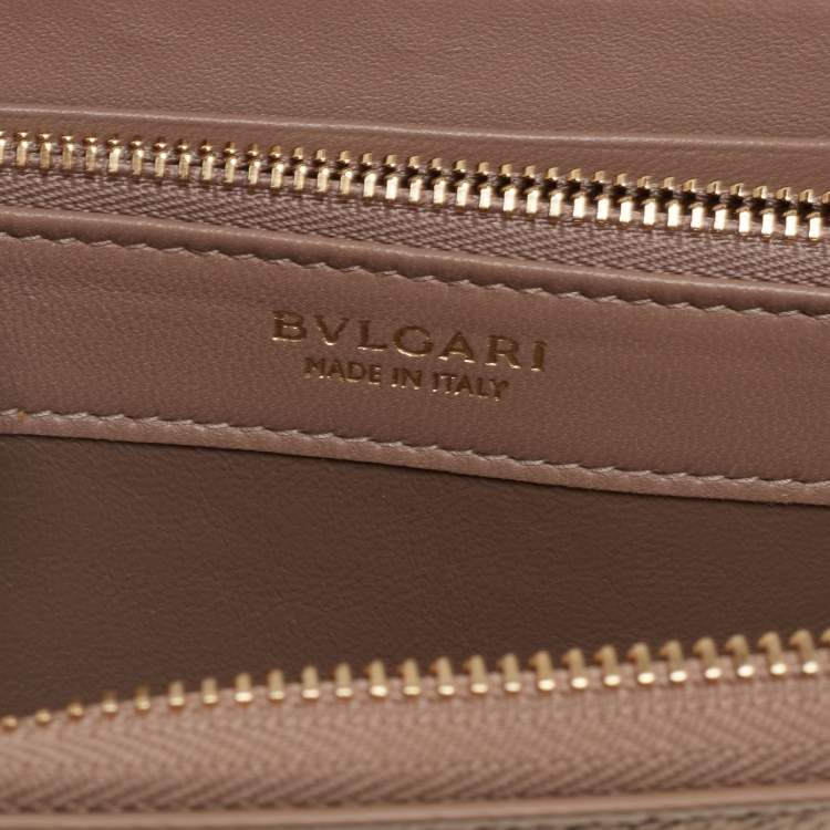 Pre Owned Bvlgari Metallic Gold Leather Bvlgari Bvlgari Zip Around Wallet