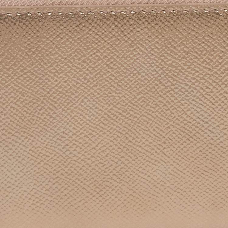 Pre Owned Bvlgari Metallic Gold Leather Bvlgari Bvlgari Zip Around Wallet