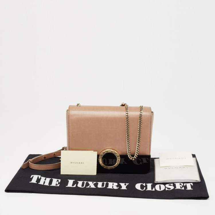 Pre Owned Bvlgari Beige/Black Leather and Perspex Small Flap Cover Shoulder Bag