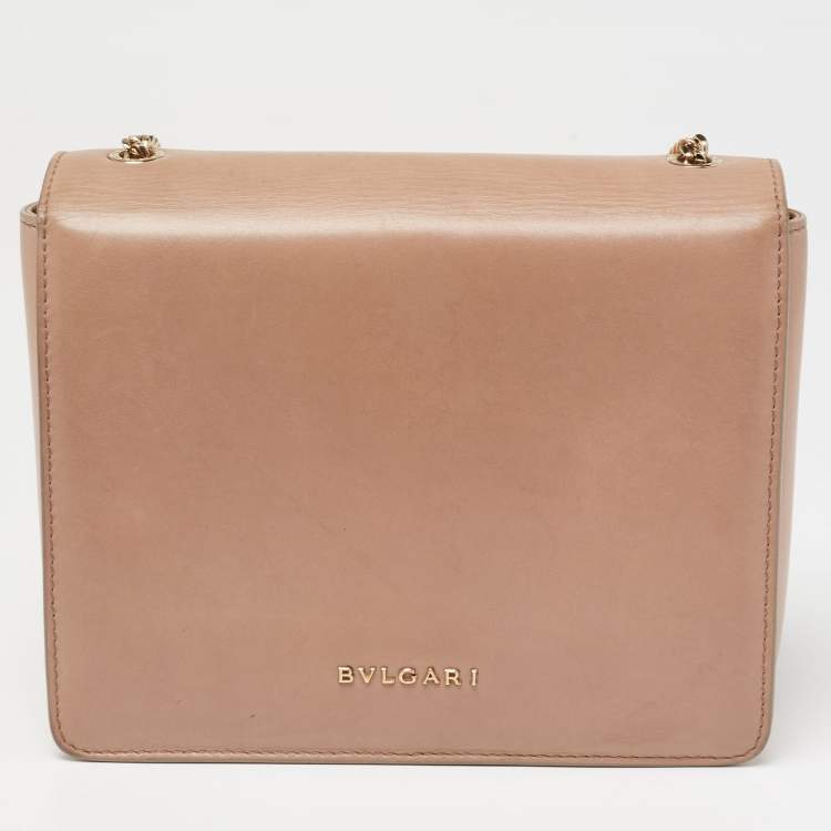 Pre Owned Bvlgari Beige/Black Leather and Perspex Small Flap Cover Shoulder Bag