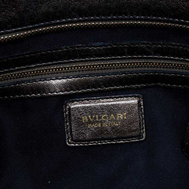 Pre Owned Bvlgari Metallic Leather Monte Plisse Shopper Tote