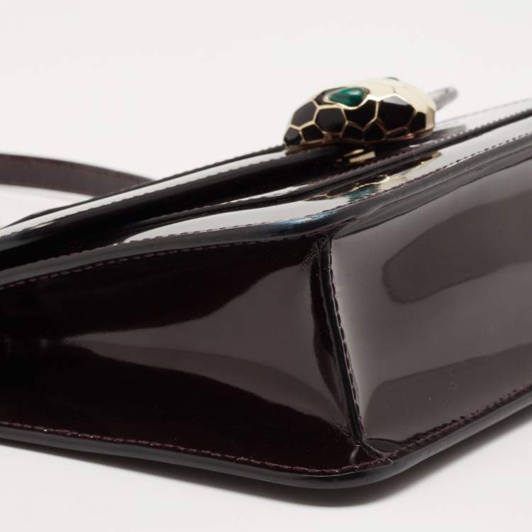 مملوكة مسبقًا Bvlgari Burgundy Patent Leather Serpenti Forever Shoulder Bag
