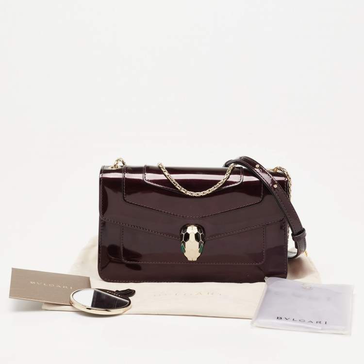 مملوكة مسبقًا Bvlgari Burgundy Patent Leather Serpenti Forever Shoulder Bag
