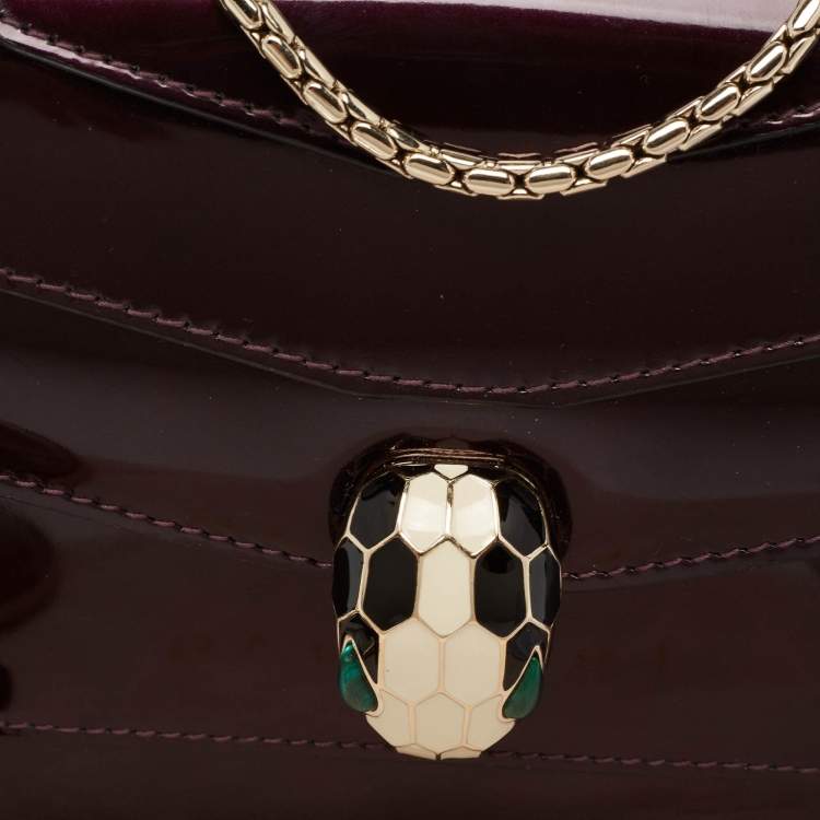 مملوكة مسبقًا Bvlgari Burgundy Patent Leather Serpenti Forever Shoulder Bag