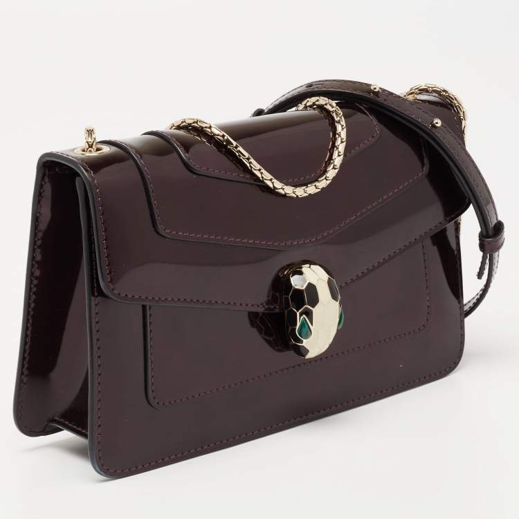 مملوكة مسبقًا Bvlgari Burgundy Patent Leather Serpenti Forever Shoulder Bag
