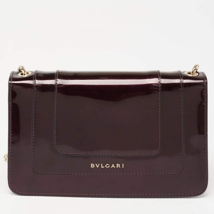 مملوكة مسبقًا Bvlgari Burgundy Patent Leather Serpenti Forever Shoulder Bag