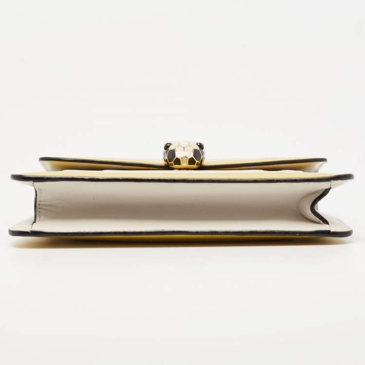 مملوكة مسبقًا Bvlgari Yellow/White Leather Serpenti Forever Shoulder Bag