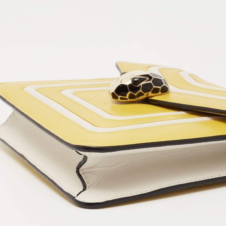 مملوكة مسبقًا Bvlgari Yellow/White Leather Serpenti Forever Shoulder Bag