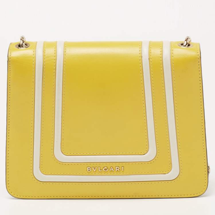مملوكة مسبقًا Bvlgari Yellow/White Leather Serpenti Forever Shoulder Bag