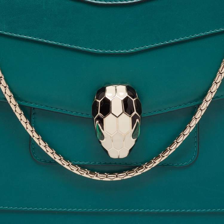 Pre Owned Bvlgari Green Leather Small Serpenti Forever Shoulder Bag