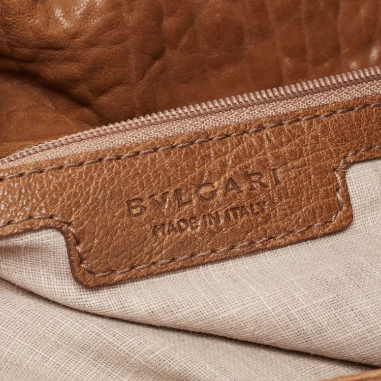 Pre Owned Bvlgari Brown Textured Leather Leoni Shoulder Bag