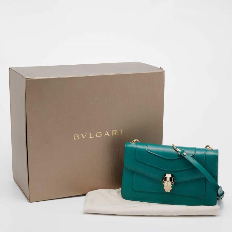 Pre Owned Bvlgari Green Leather Serpenti Forever Crossbody Bag