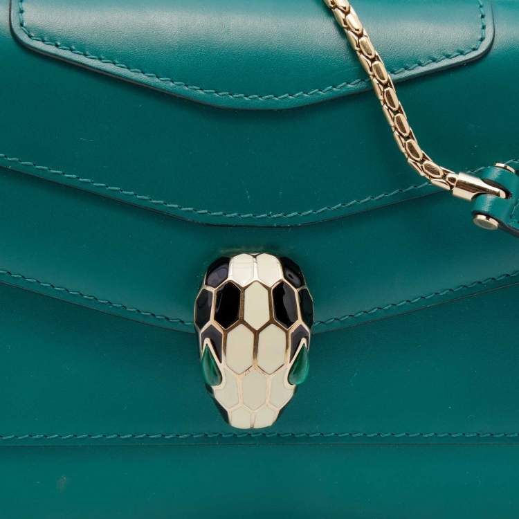 Pre Owned Bvlgari Green Leather Serpenti Forever Crossbody Bag