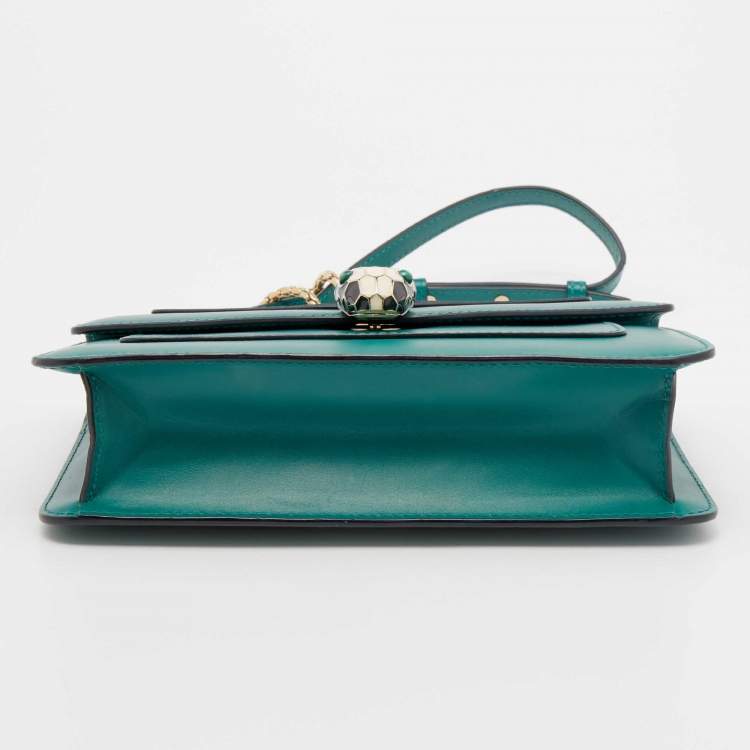 Pre Owned Bvlgari Green Leather Serpenti Forever Crossbody Bag