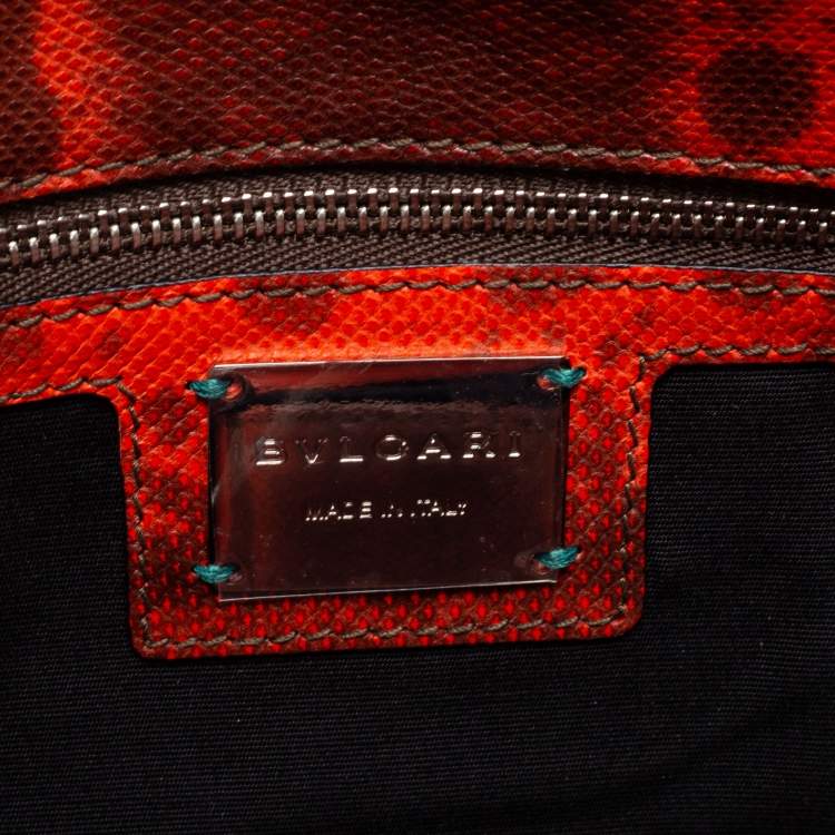 Pre Owned Bvlgari Red/Brown Karung Medium Serpenti Forever Flap Shoulder Bag
