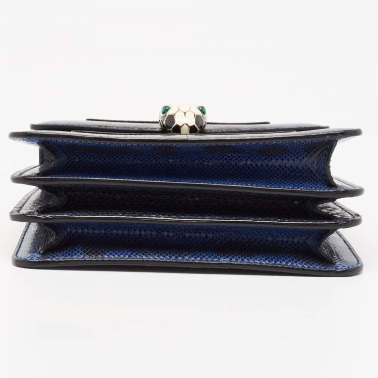 Pre Owned Bvlgari Blue Karung Serpenti Forever Flap Top Handle Bag