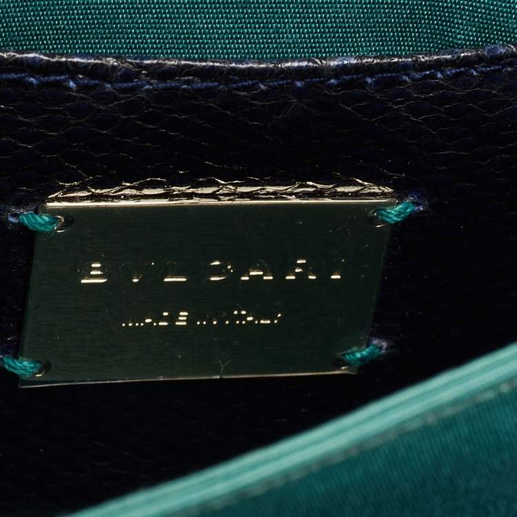 Pre Owned Bvlgari Blue Karung Serpenti Forever Flap Top Handle Bag