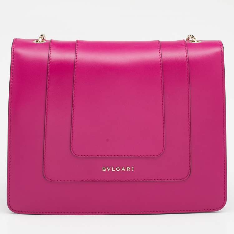 Pre Owned Bvlgari Magenta Leather Small Serpenti Forever Shoulder Bag