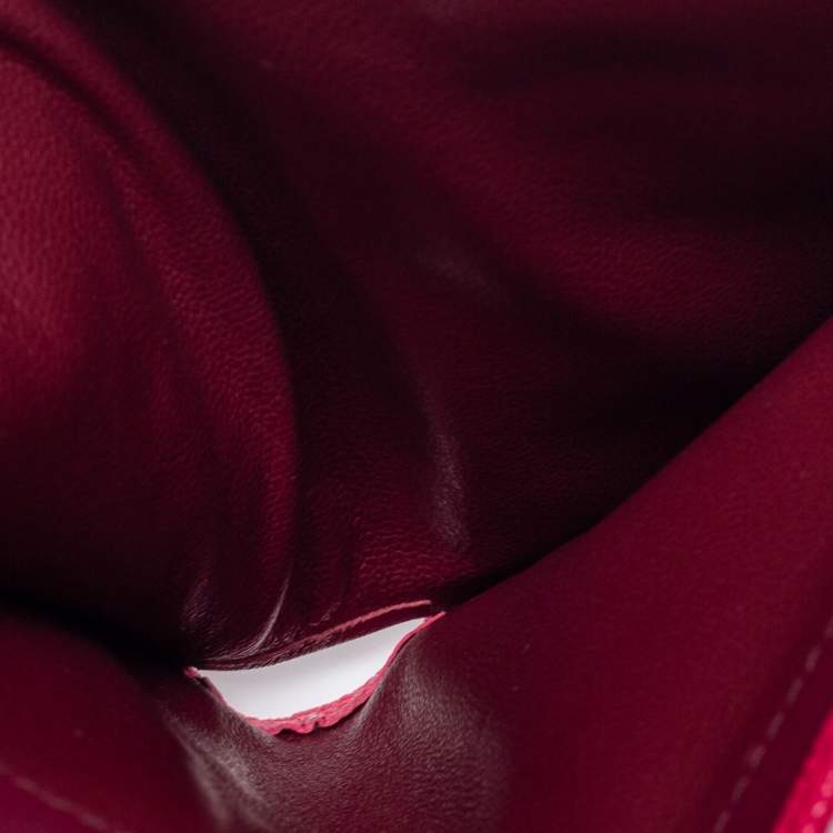 Pre Owned Bvlgari Fuchsia Leather Bvlgari Trifold Wallet