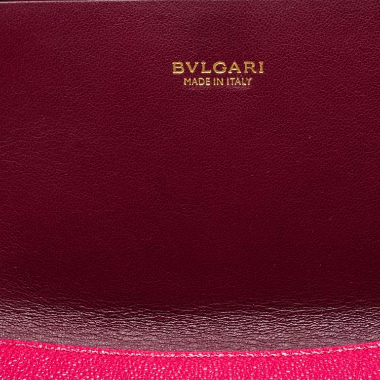 Pre Owned Bvlgari Fuchsia Leather Bvlgari Trifold Wallet