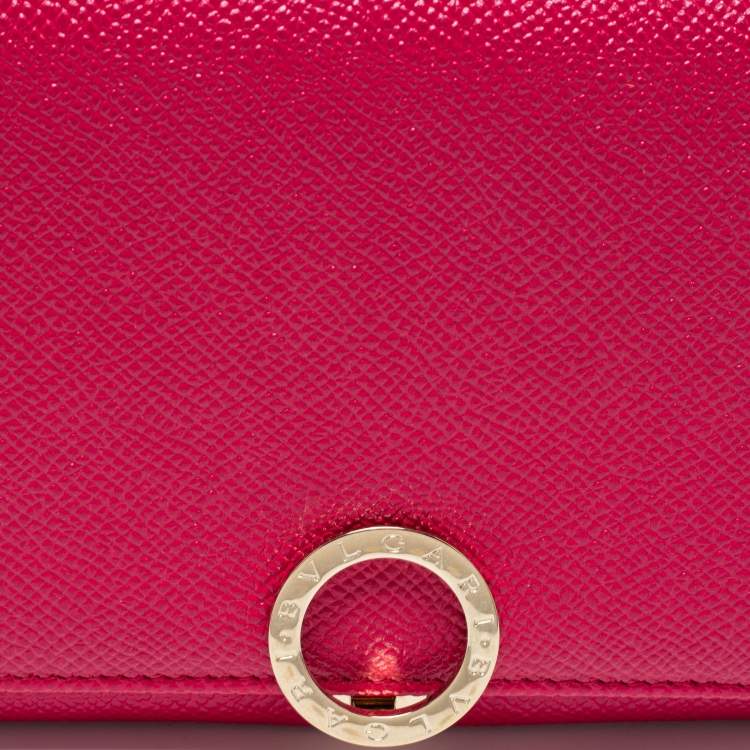 Pre Owned Bvlgari Fuchsia Leather Bvlgari Trifold Wallet