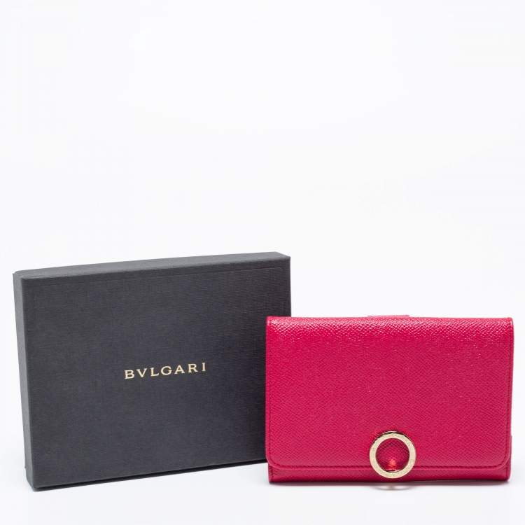 Pre Owned Bvlgari Fuchsia Leather Bvlgari Trifold Wallet