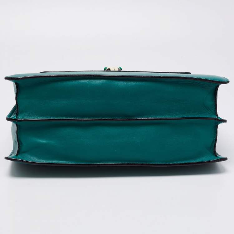Pre Owned Bvlgari Green Leather Large Serpenti Forever Shoulder Bag